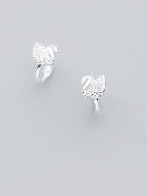 Rosh 925 Sterling Silver Rhinestone Swan Cute Stud Earring
