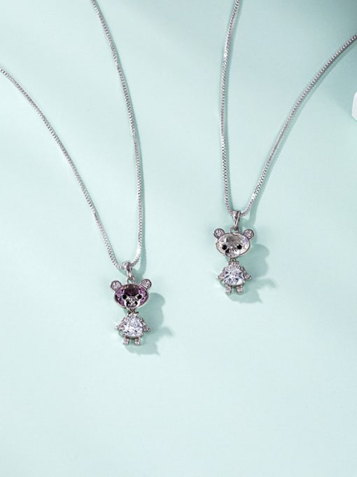 XP Alloy Crystal Bear Cute Necklace 1