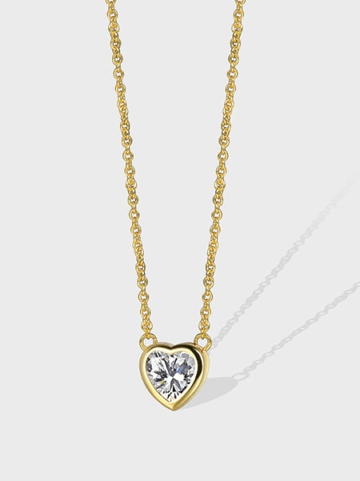 CHARME Brass Cubic Zirconia Heart Minimalist Necklace 0