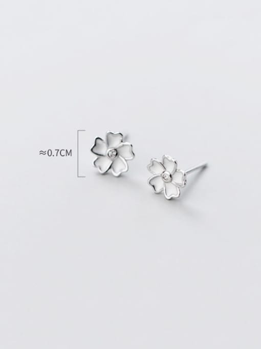 Rosh 925 Sterling Silver Shell White Flower Minimalist Stud Earring 0