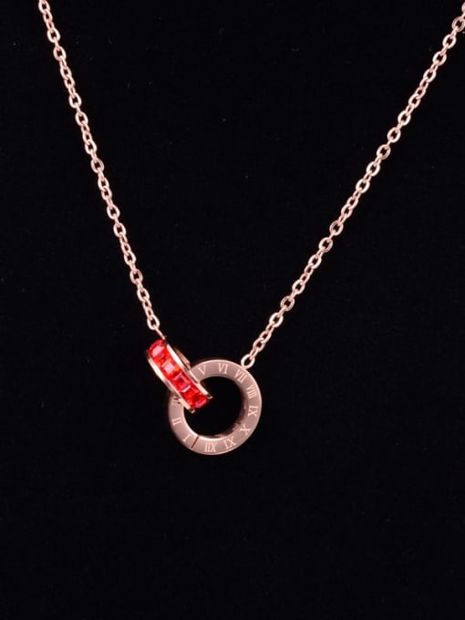 A TEEM Titanium Cubic Zirconia Red Round Minimalist Choker Necklace