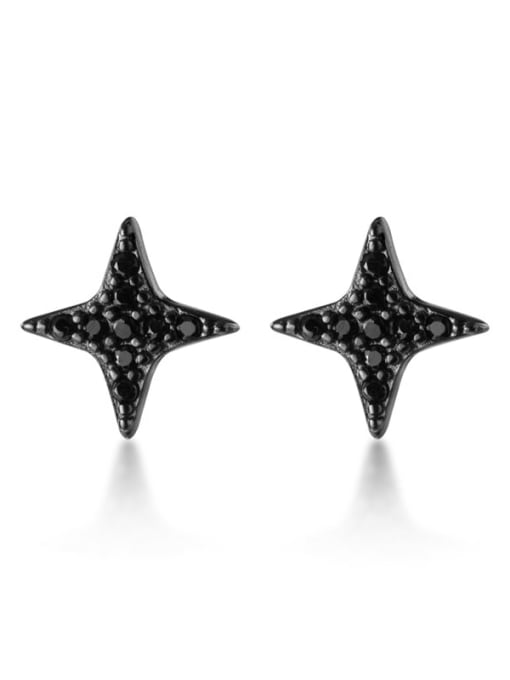 Rosh 925 sterling silver cubic zirconia black star minimalist stud earring 0