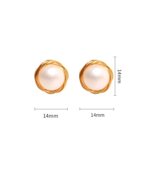 RAIN Brass Imitation Pearl Geometric Minimalist Stud Earring 1