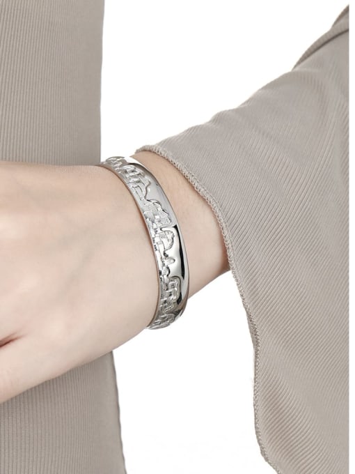 DAKA 925 Sterling Silver Geometric Vintage Cuff Bangle 2