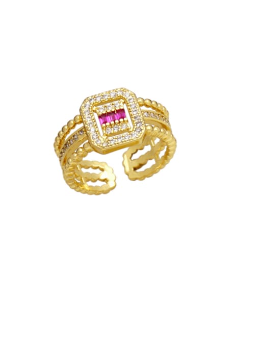 CC Brass Cubic Zirconia Geometric Trend Stackable Ring 2