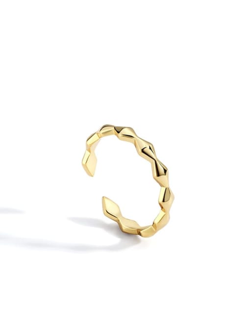 Gold Diamond Ring Brass Smooth Geometric Minimalist Band Ring