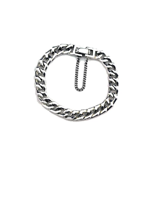 SHUI Vintage Sterling Silver With Simple Retro Hollow Chain  Bracelets 0