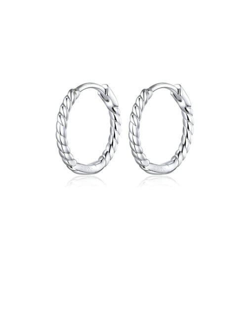 Jare 925 Sterling Silver With  White Gold Plated Minimalist Round Hoop Earrings 0