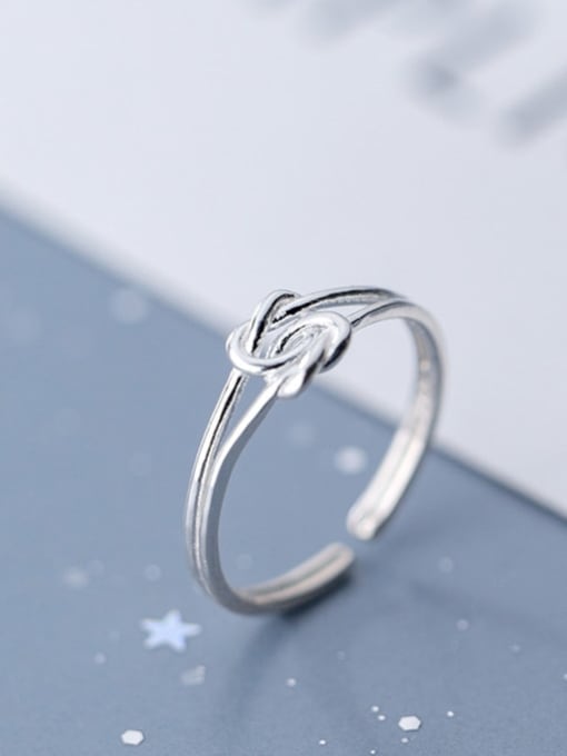 Rosh 925 Sterling Silver  Minimalist  Rope Knot Free Size Ring