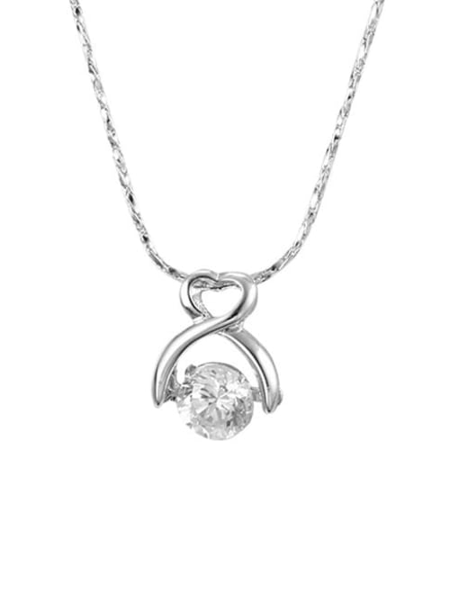 White gold chain Alloy Cubic Zirconia Geometric Dainty Necklace