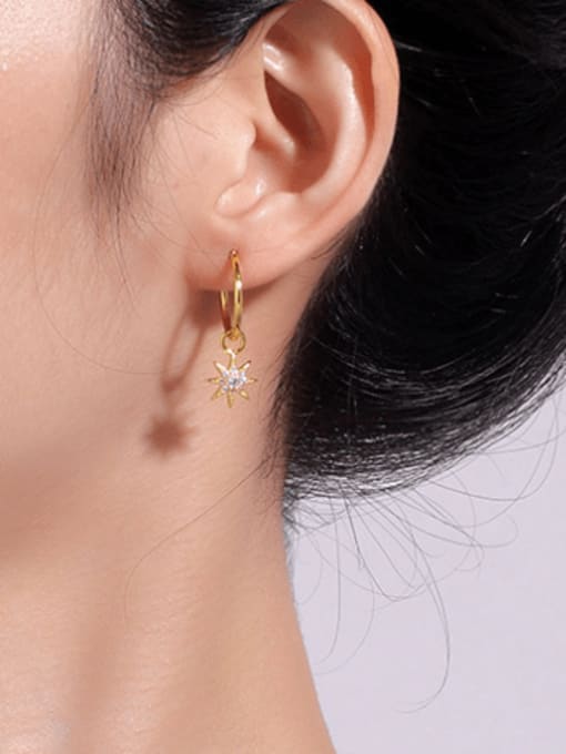 CHARME Brass Cubic Zirconia Star Minimalist Huggie Earring 1