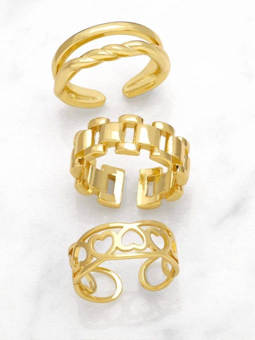 CC Brass Geometric Hip Hop Band Ring 0