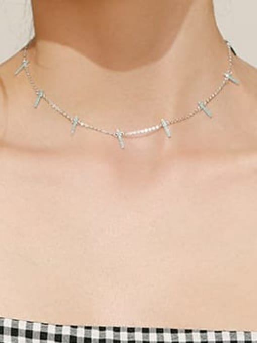 MODN 925 Sterling Silver Emerald Geometric Minimalist Necklace 1