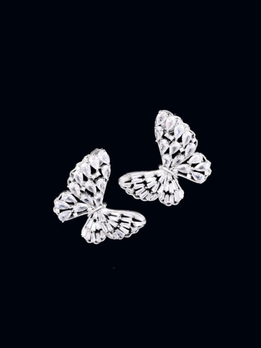 Luxu Brass Cubic Zirconia Butterfly Luxury Cluster Earring 0