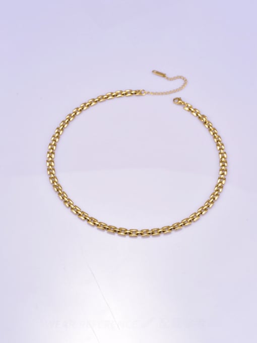 18K Gold Titanium Steel Wheatear Chain Minimalist Necklace