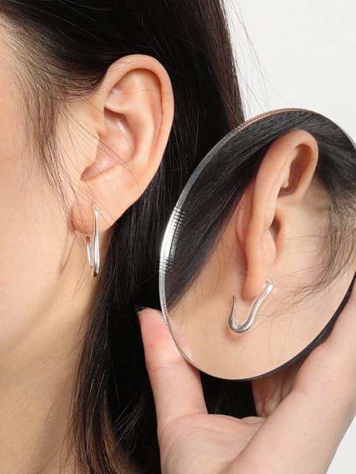 DAKA 925 Sterling Silver Smooth Geometric Minimalist Stud Earring 3