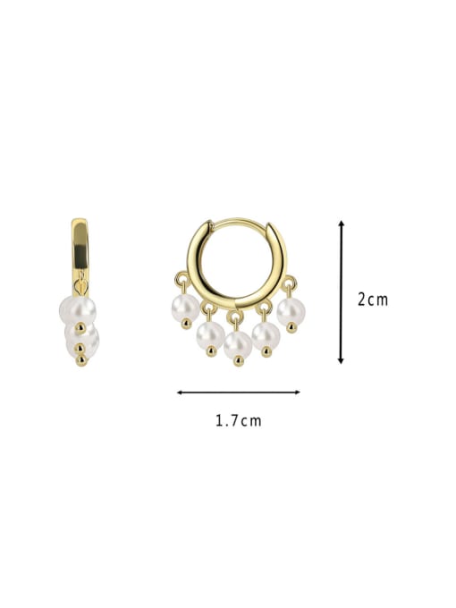 Golden Pearl Earrings Brass Imitation Pearl Geometric Minimalist Huggie Earring