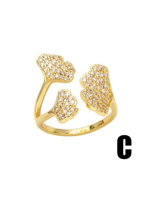 CC Brass Cubic Zirconia Butterfly Flower Vintage Band Ring 3