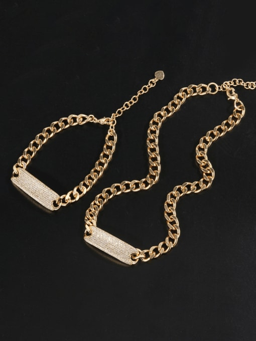 ROSS Brass Cubic Zirconia Luxury Geometric  Bracelet and Necklace Set 0