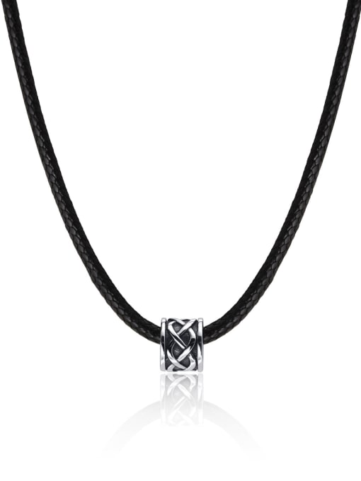 CONG Stainless steel Leather Geometric Hip Hop Necklace 0