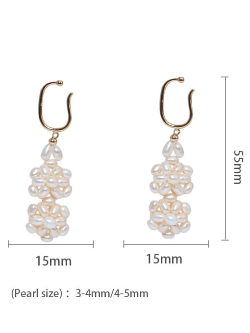 golden Brass Freshwater Pearl Geometric Vintage Huggie Earring