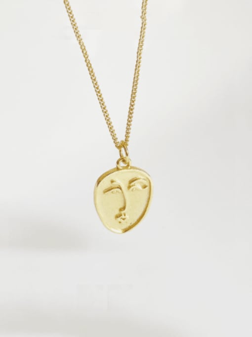 Boomer Cat Sterling silver gold abstract face necklace 0