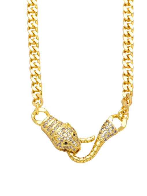 CC Brass Cubic Zirconia Leopard Hip Hop Necklace 4