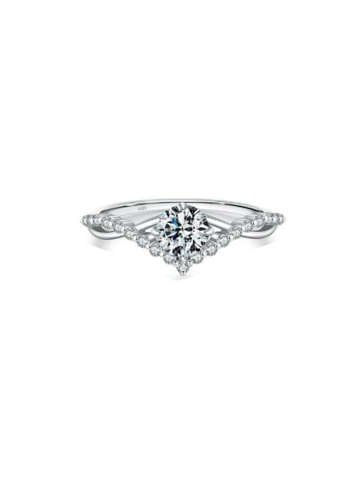 MODN 925 Sterling Silver Moissanite Crown Dainty Band Ring