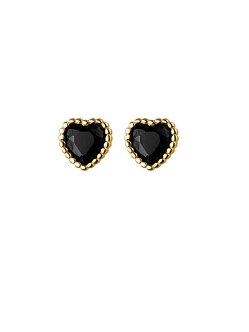 Rosh 925 Sterling Silver Enamel Heart Minimalist Stud Earring 2