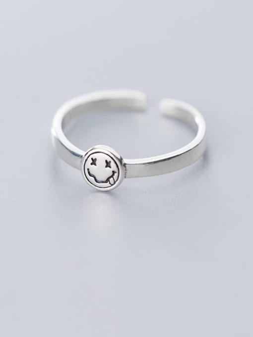 Rosh 925 Sterling Silver Minimalist Face  Free Size  Ring 0