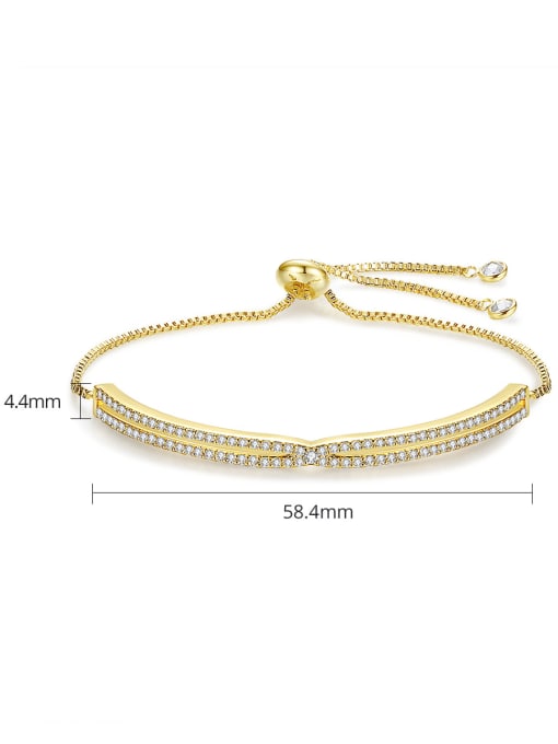 BLING SU Brass Cubic Zirconia Geometric Trend Adjustable Bracelet 4
