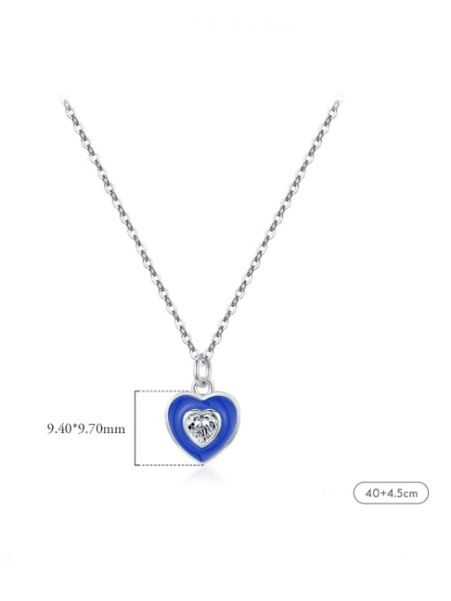 MODN 925 Sterling Silver Enamel Heart Minimalist Necklace 2