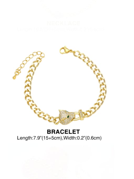 Bracelet Brass Cubic Zirconia Vintage Leopard  Necklace