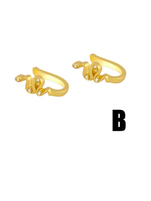 B Brass Cubic Zirconia Snake Ethnic Huggie Earring