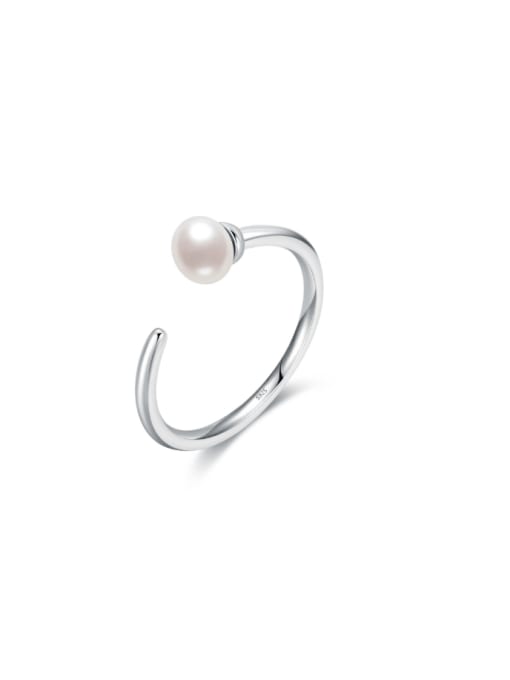 S925 Sterling Silver 925 Sterling Silver Imitation Pearl Irregular Minimalist Band Ring