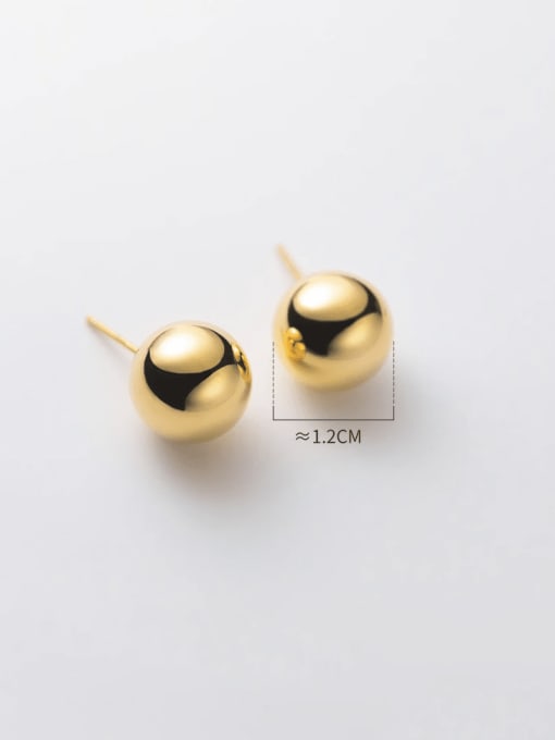 Gold 12mm 925 Sterling Silver Round Minimalist Stud Earring