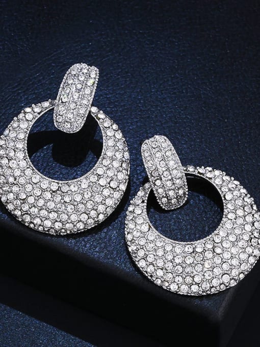 CC Alloy Rhinestone Geometric Luxury Cluster Earring 2