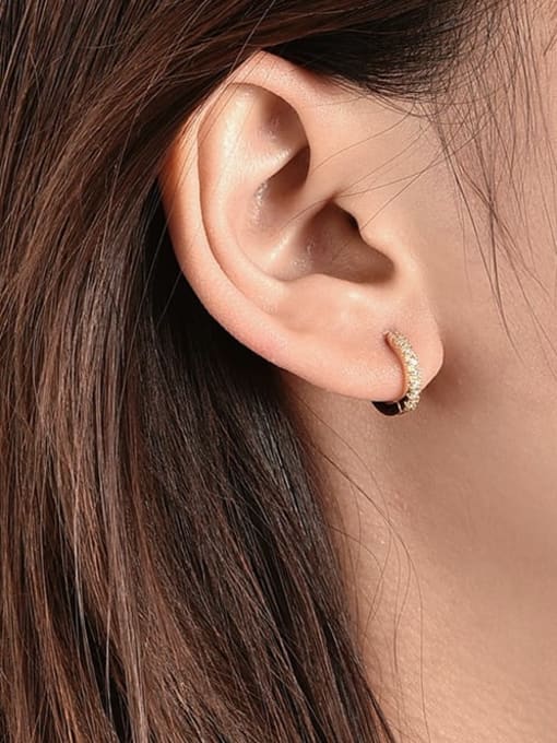 CHARME Brass Cubic Zirconia Geometric Minimalist Huggie Earring 1