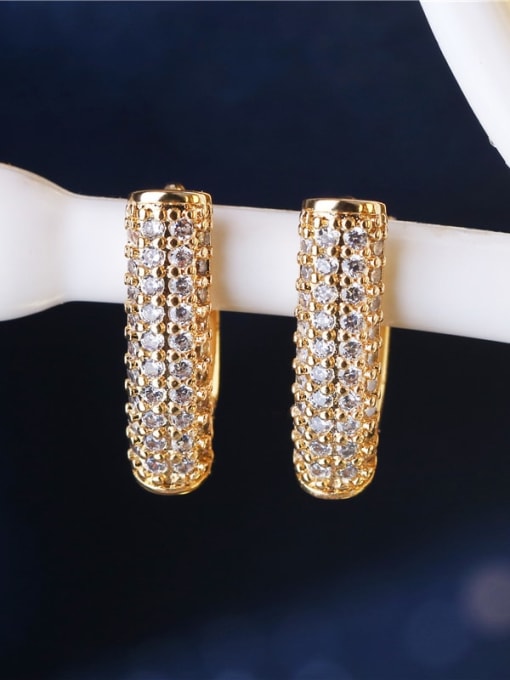 DUDU Brass Rhinestone Geometric Luxury Huggie Earring 1