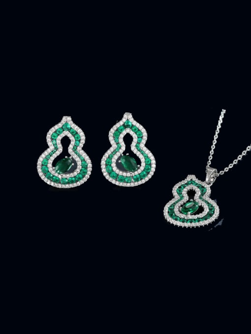 ROSS Brass Cubic Zirconia Luxury Irregular Earring and Necklace Set