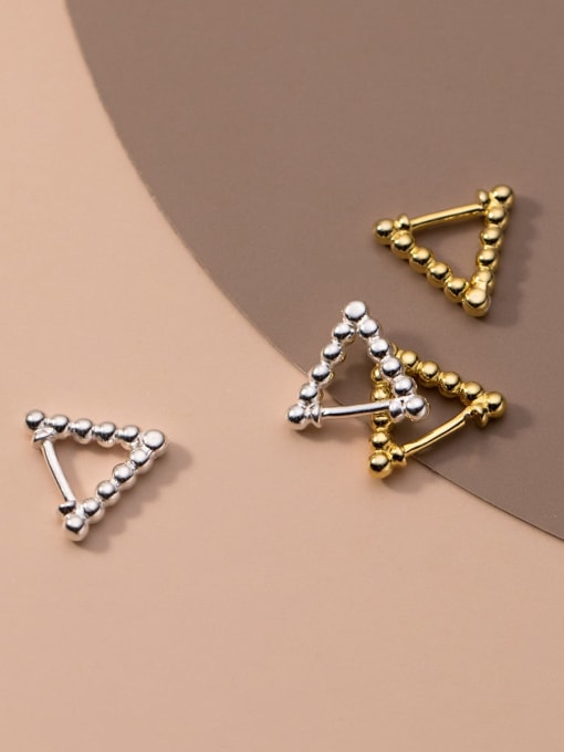 Rosh 925 Sterling Silver Bead Triangle Minimalist Stud Earring 0
