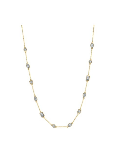 14K gold, weighing  5.57g 925 Sterling Silver Cubic Zirconia Geometric Minimalist Necklace