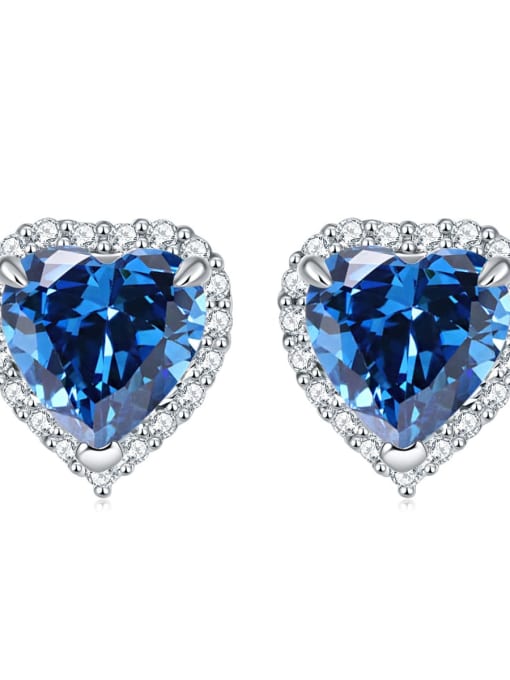 Royal Blue 925 Sterling Silver Birthstone Heart Dainty Stud Earring
