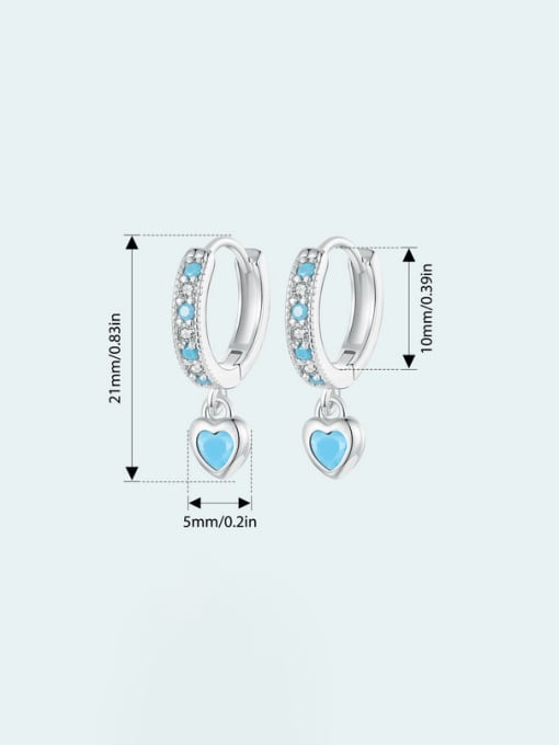 Jare 925 Sterling Silver Turquoise Heart Dainty Huggie Earring 2