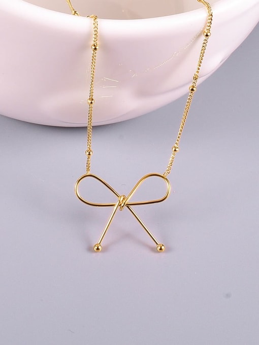Gold necklace Titanium Hollow Bowknot Minimalist pendant Necklace