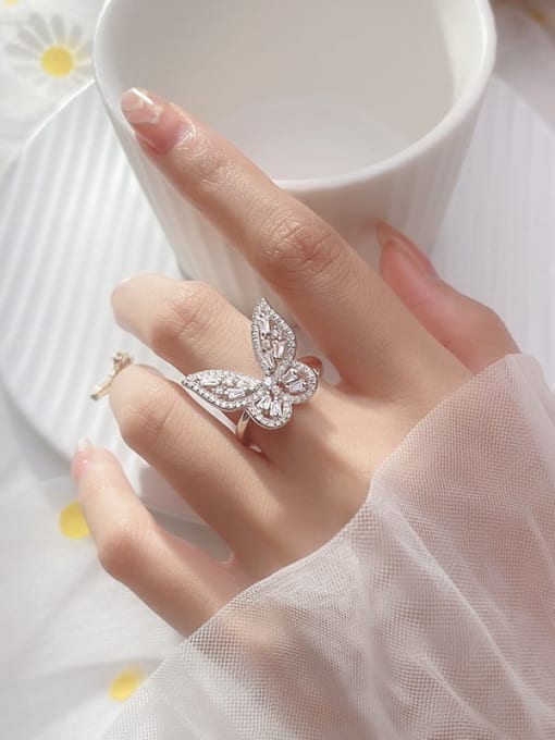 Rosh 925 Sterling Silver Cubic Zirconia Butterfly Vintage Band Ring 1