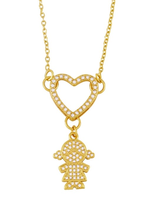 CC Brass Cubic Zirconia Heart Hip Hop Necklace 1