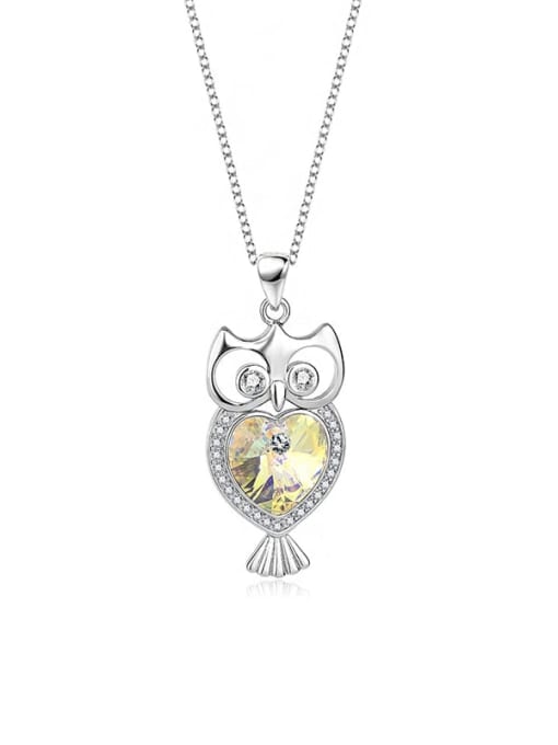 JYXZ 050 (gradient gold) 925 Sterling Silver Austrian Crystal Owl Classic Necklace
