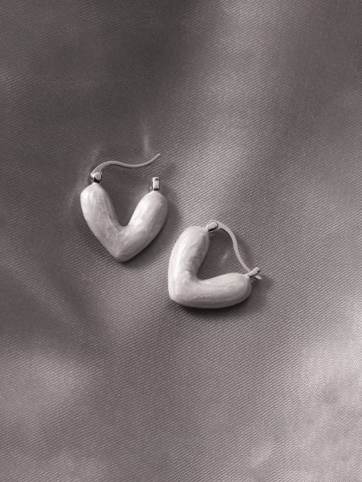 Rosh 925 Sterling Silver Enamel Heart Minimalist Huggie Earring 0