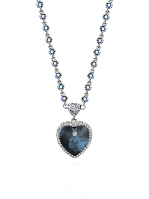 JYXZ 114 (denim) 925 Sterling Silver Austrian Crystal Heart Classic Necklace